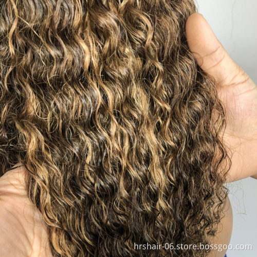 250% highlight piano color #4/#27 wig Wholesale price 100% virgin human hair Cuticle Aligned  Brazilian deep wave wig